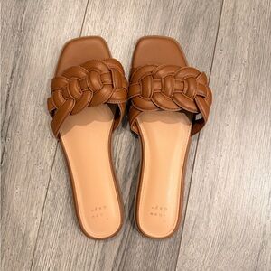 a new day Brown Braided Slide Sandals